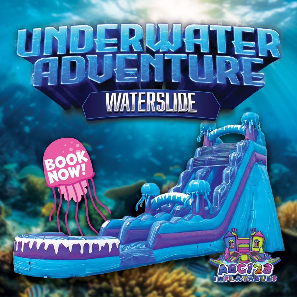 Underwater Adventure Water Slide Rental - Birmingham AL - ABC123 Inflatables